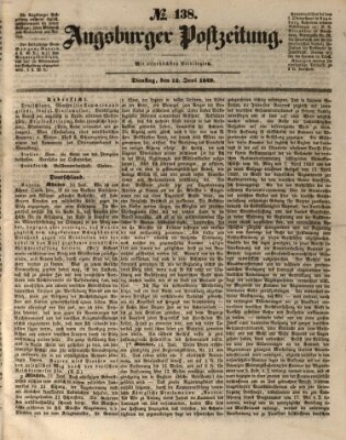 Augsburger Postzeitung Dienstag 12. Juni 1849