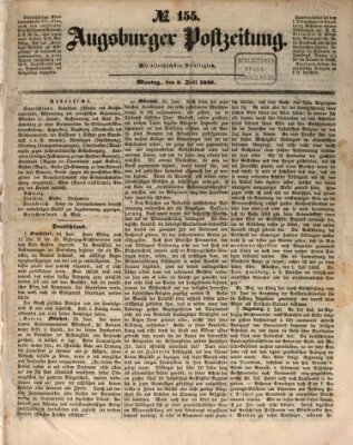 Augsburger Postzeitung Montag 2. Juli 1849