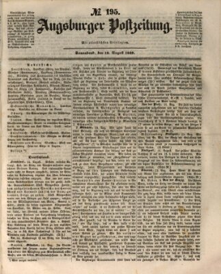 Augsburger Postzeitung Samstag 18. August 1849