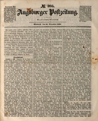 Augsburger Postzeitung Mittwoch 26. Dezember 1849