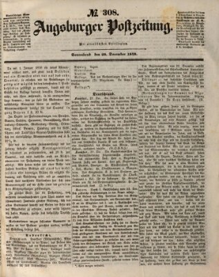 Augsburger Postzeitung Samstag 29. Dezember 1849