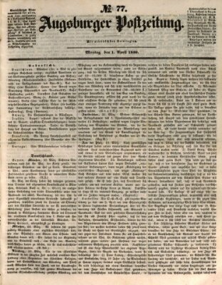 Augsburger Postzeitung Montag 1. April 1850