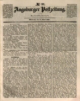 Augsburger Postzeitung Mittwoch 17. April 1850