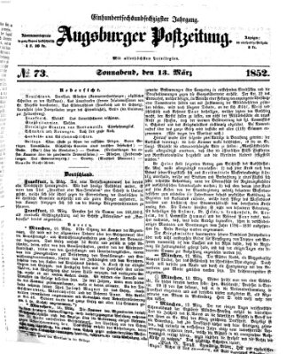 Augsburger Postzeitung Samstag 13. März 1852