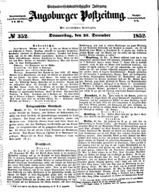 Augsburger Postzeitung Donnerstag 23. Dezember 1852