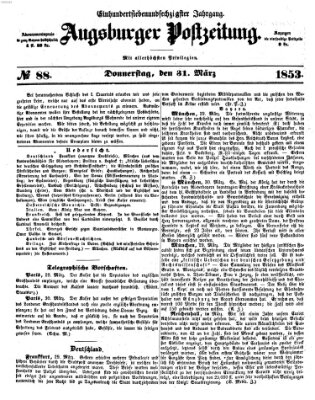 Augsburger Postzeitung Donnerstag 31. März 1853