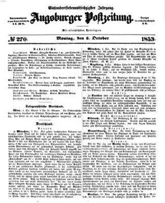 Augsburger Postzeitung Montag 3. Oktober 1853