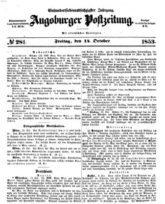 Augsburger Postzeitung Freitag 14. Oktober 1853