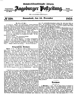 Augsburger Postzeitung Samstag 10. Dezember 1853