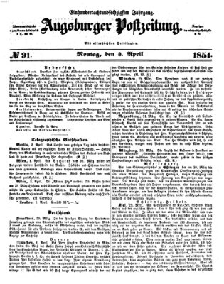 Augsburger Postzeitung Montag 3. April 1854
