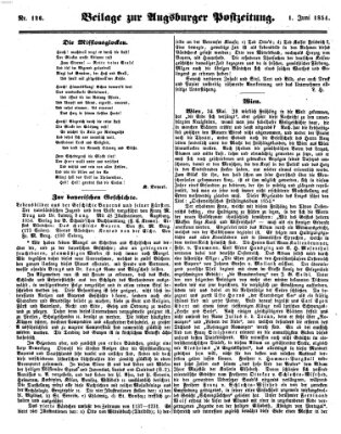 Augsburger Postzeitung Donnerstag 1. Juni 1854