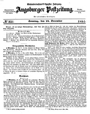 Augsburger Postzeitung Sonntag 24. Dezember 1854