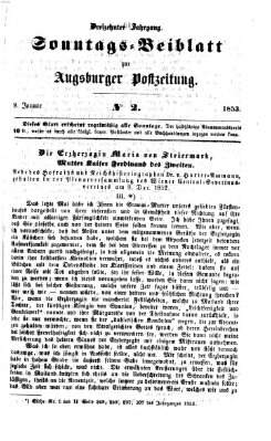 Augsburger Postzeitung Sonntag 9. Januar 1853