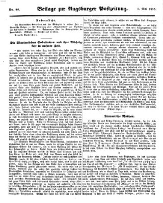 Augsburger Postzeitung Dienstag 1. Mai 1855