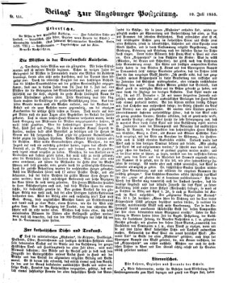 Augsburger Postzeitung Dienstag 10. Juli 1855