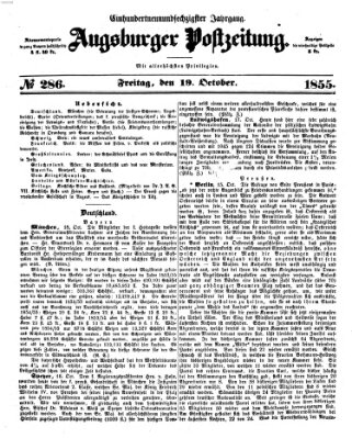 Augsburger Postzeitung Freitag 19. Oktober 1855