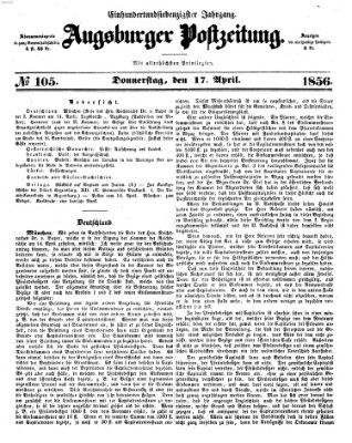 Augsburger Postzeitung Donnerstag 17. April 1856