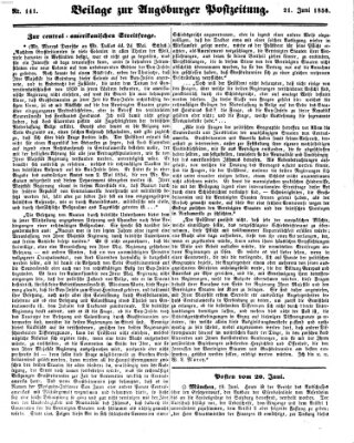 Augsburger Postzeitung Samstag 21. Juni 1856