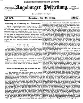 Augsburger Postzeitung Sonntag 29. März 1857