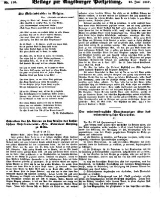 Augsburger Postzeitung Samstag 20. Juni 1857