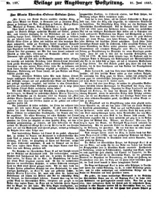 Augsburger Postzeitung Sonntag 21. Juni 1857