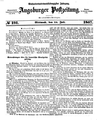 Augsburger Postzeitung Mittwoch 15. Juli 1857