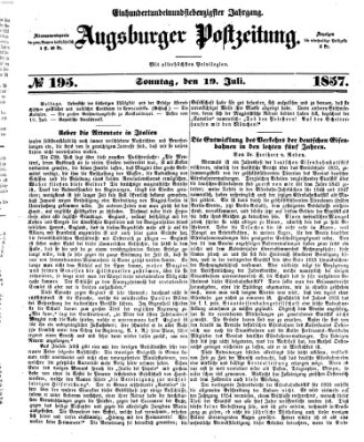 Augsburger Postzeitung Sonntag 19. Juli 1857
