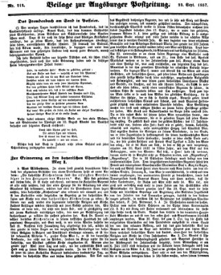 Augsburger Postzeitung Mittwoch 23. September 1857