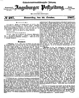 Augsburger Postzeitung Donnerstag 22. Oktober 1857