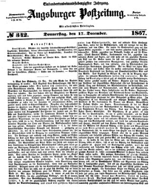 Augsburger Postzeitung Donnerstag 17. Dezember 1857