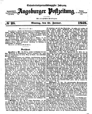 Augsburger Postzeitung Montag 25. Januar 1858