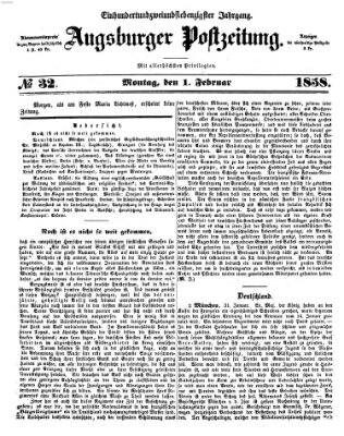 Augsburger Postzeitung Montag 1. Februar 1858