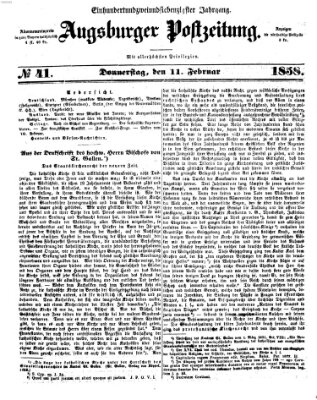Augsburger Postzeitung Donnerstag 11. Februar 1858