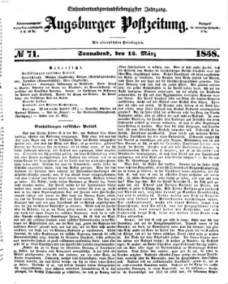 Augsburger Postzeitung Samstag 13. März 1858