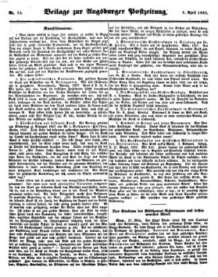 Augsburger Postzeitung Mittwoch 7. April 1858