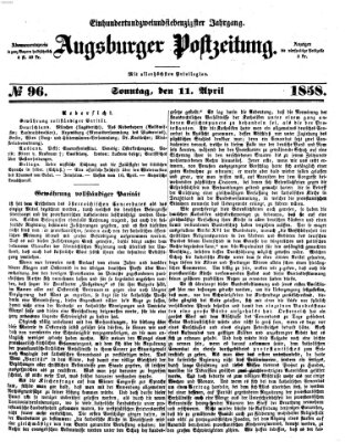 Augsburger Postzeitung Sonntag 11. April 1858