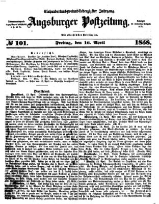 Augsburger Postzeitung Freitag 16. April 1858