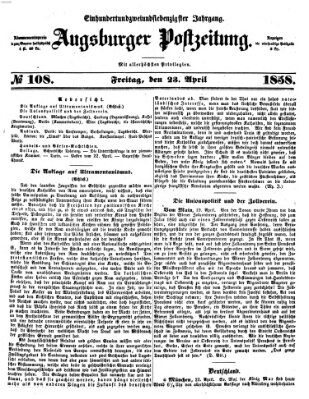 Augsburger Postzeitung Freitag 23. April 1858