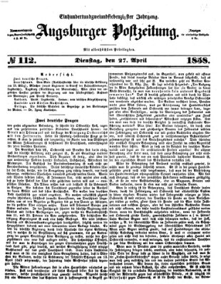 Augsburger Postzeitung Dienstag 27. April 1858