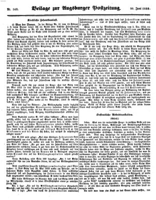 Augsburger Postzeitung Mittwoch 30. Juni 1858