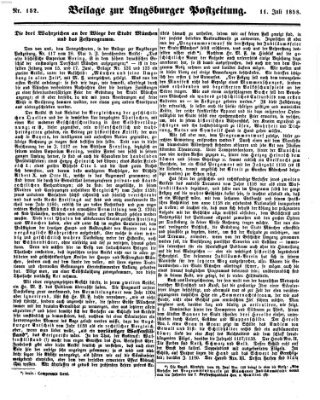 Augsburger Postzeitung Sonntag 11. Juli 1858