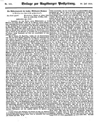 Augsburger Postzeitung Donnerstag 22. Juli 1858