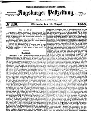 Augsburger Postzeitung Mittwoch 18. August 1858