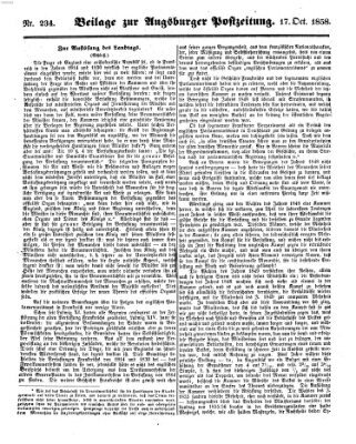 Augsburger Postzeitung Sonntag 17. Oktober 1858