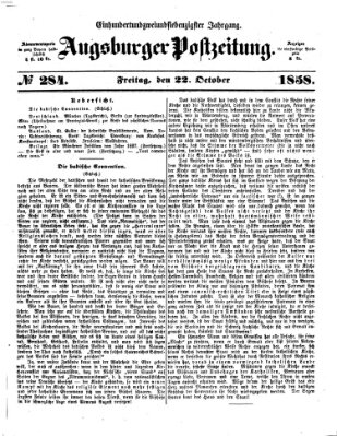 Augsburger Postzeitung Freitag 22. Oktober 1858