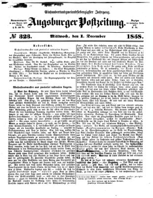 Augsburger Postzeitung Mittwoch 1. Dezember 1858