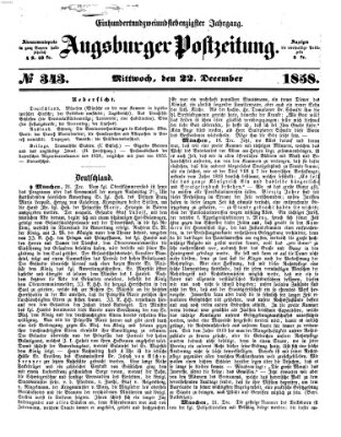 Augsburger Postzeitung Mittwoch 22. Dezember 1858
