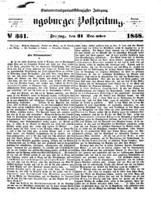Augsburger Postzeitung Freitag 31. Dezember 1858