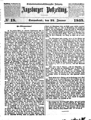 Augsburger Postzeitung Samstag 22. Januar 1859