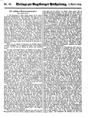 Augsburger Postzeitung Samstag 2. April 1859